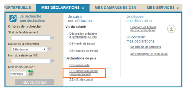 Exemple de DSN néant avec Izilio