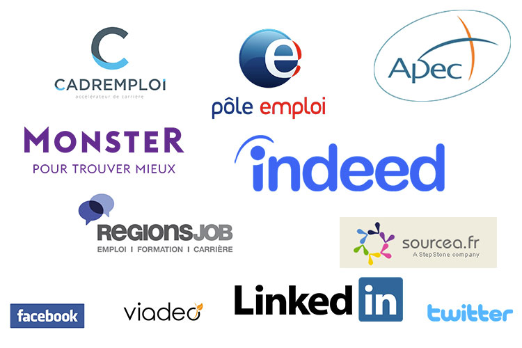 Job board exemples : Indeed, Apec, Monster, LinkedIn, Pole Emploi, Cadremploi