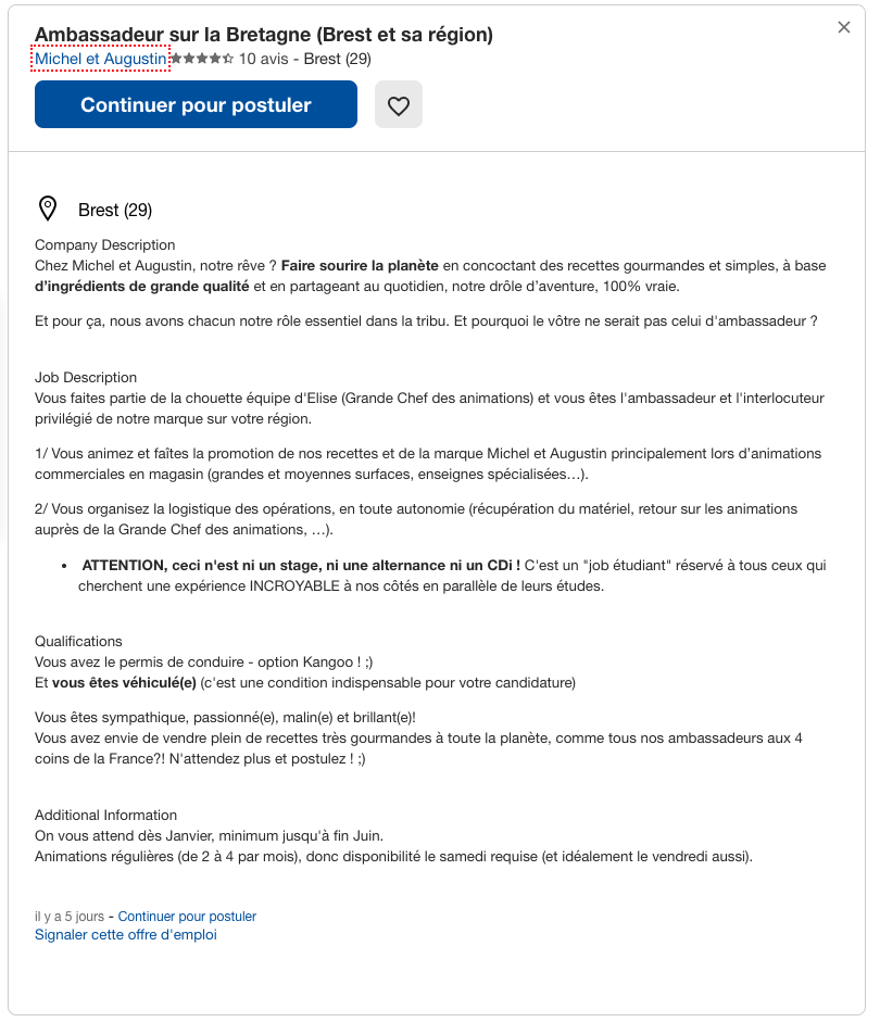 e-recrutement : annonce offre d'emploi