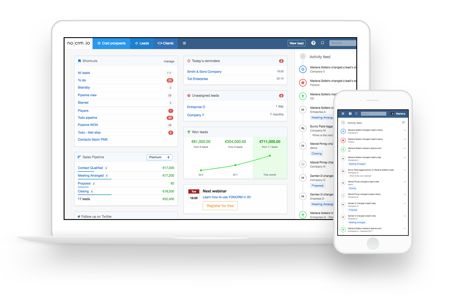 noCRM dashboard