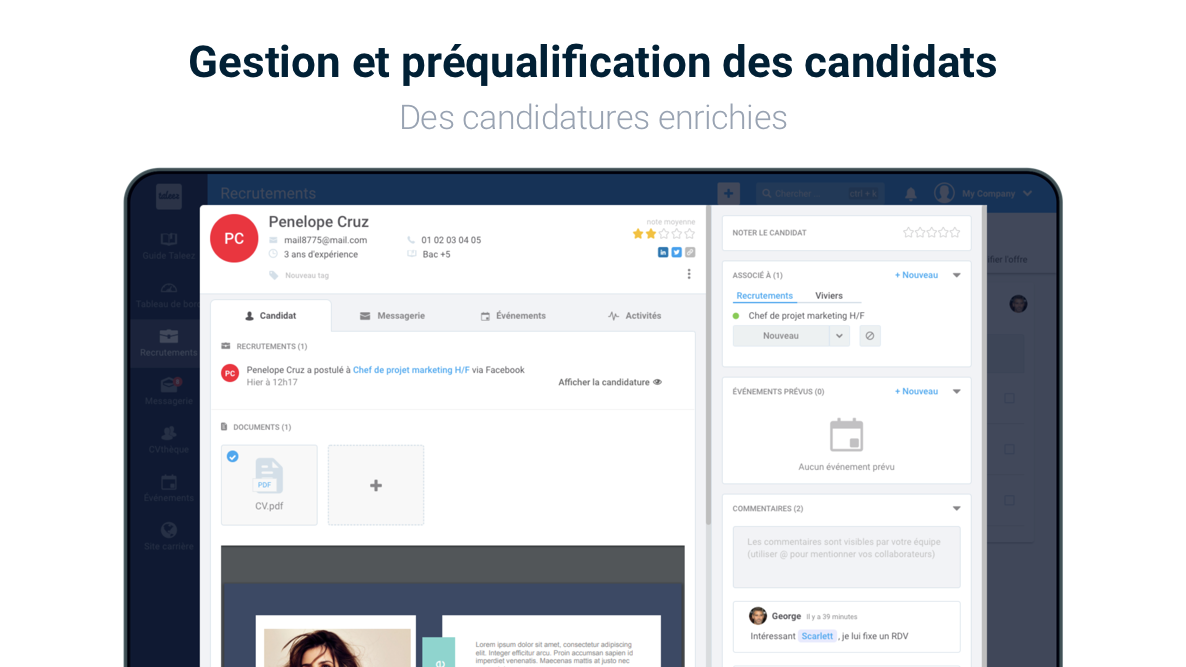Solution recrutement : Taleez ATS Recrutement