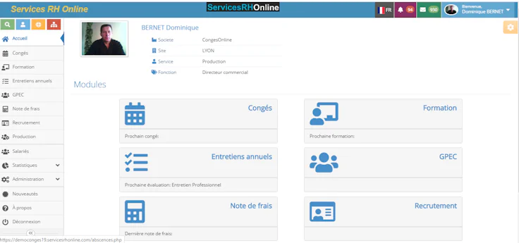 Tableau de bord RH - ServicesRHOnline