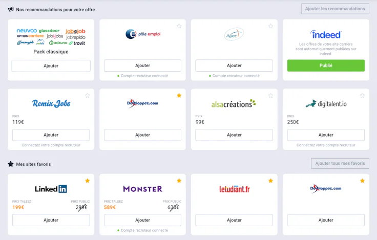 la multidiffusion d'offre d'emploi avec Taleez