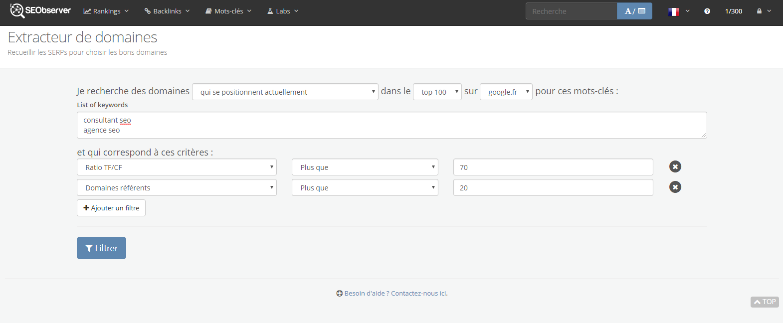 Extracteur de domaines pour identifier les consultants et agences SEO à contacter