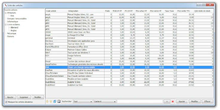 OpenConcerto - Gestion de stock