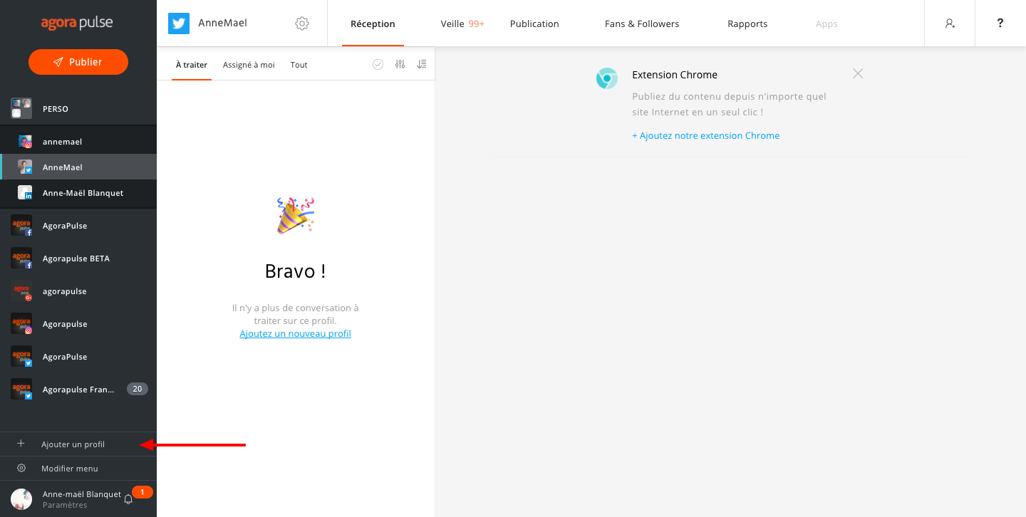 ajouter des comptes de réseaux sociaux dans agorapulse