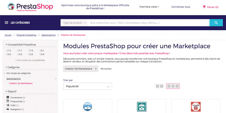Créer une place de marché avec prestashop