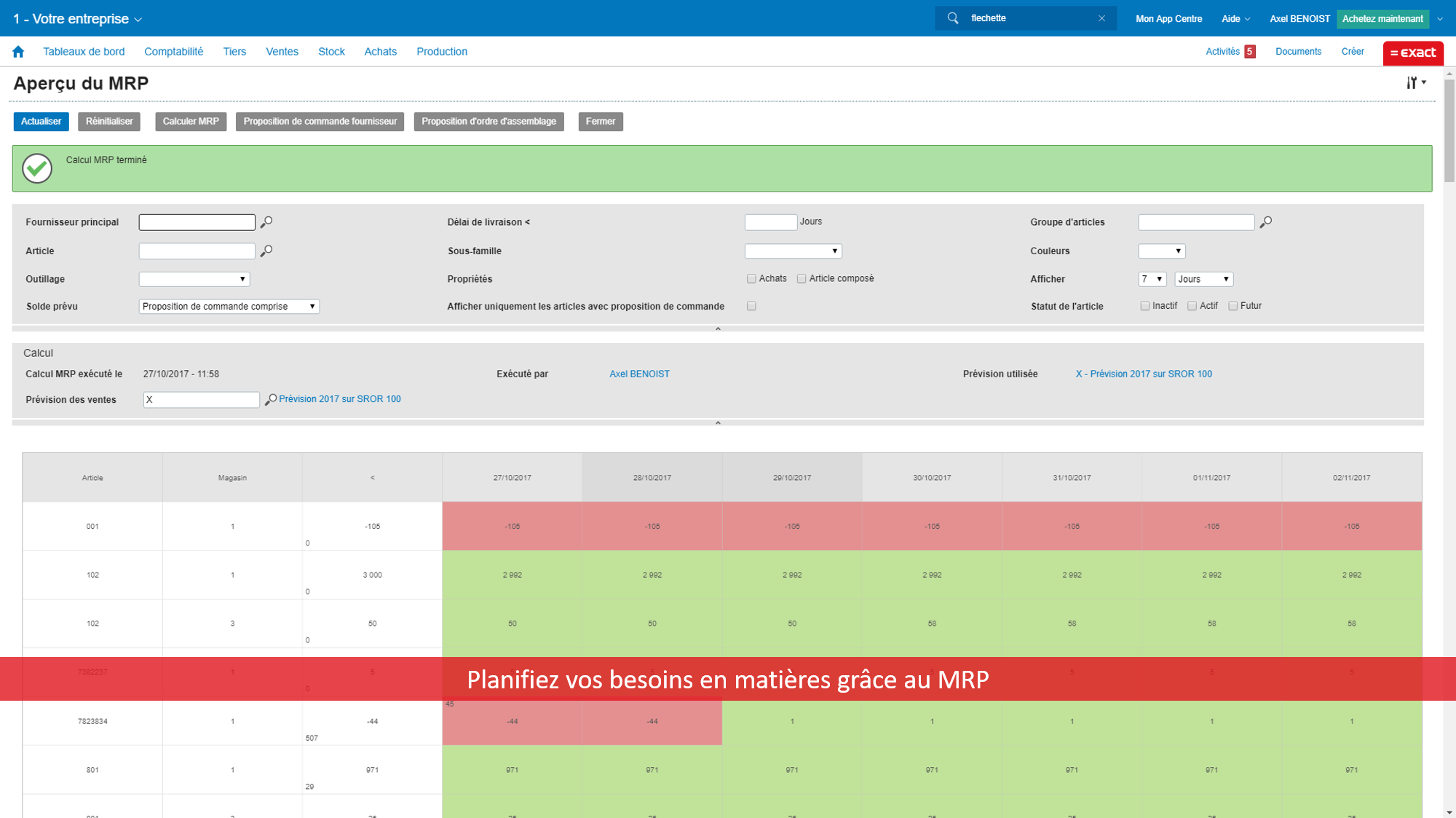 Exact pour industrie logiciel gestion de production