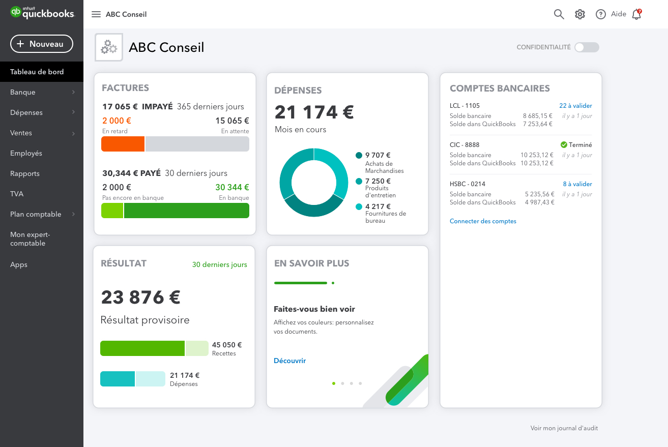 Logiciel comptabilité petite entreprise Quickbooks