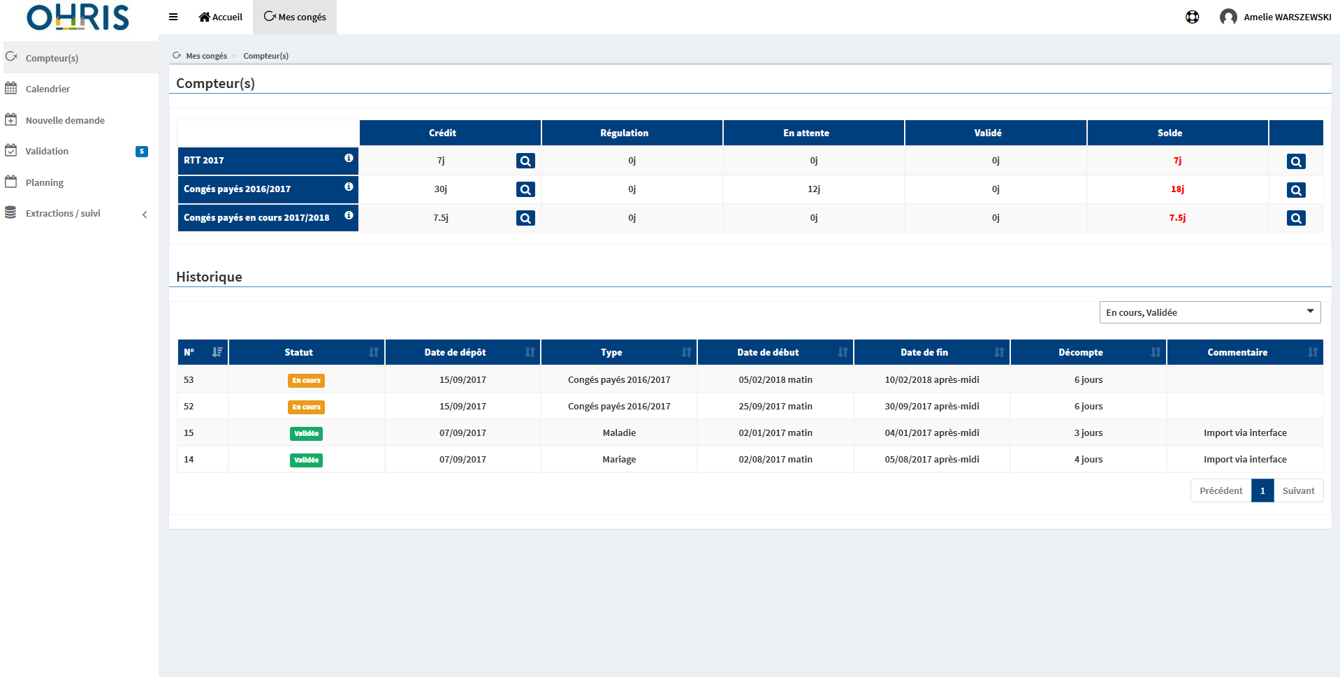 logiciel gestion des congés : OHRis Congés