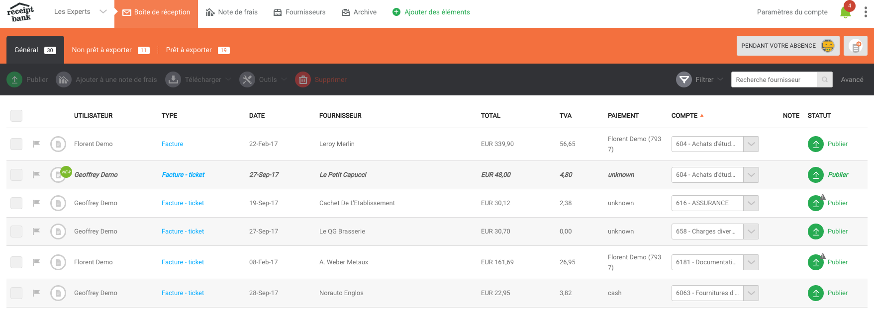 Logiciel comptable expert comptable Receipt bank