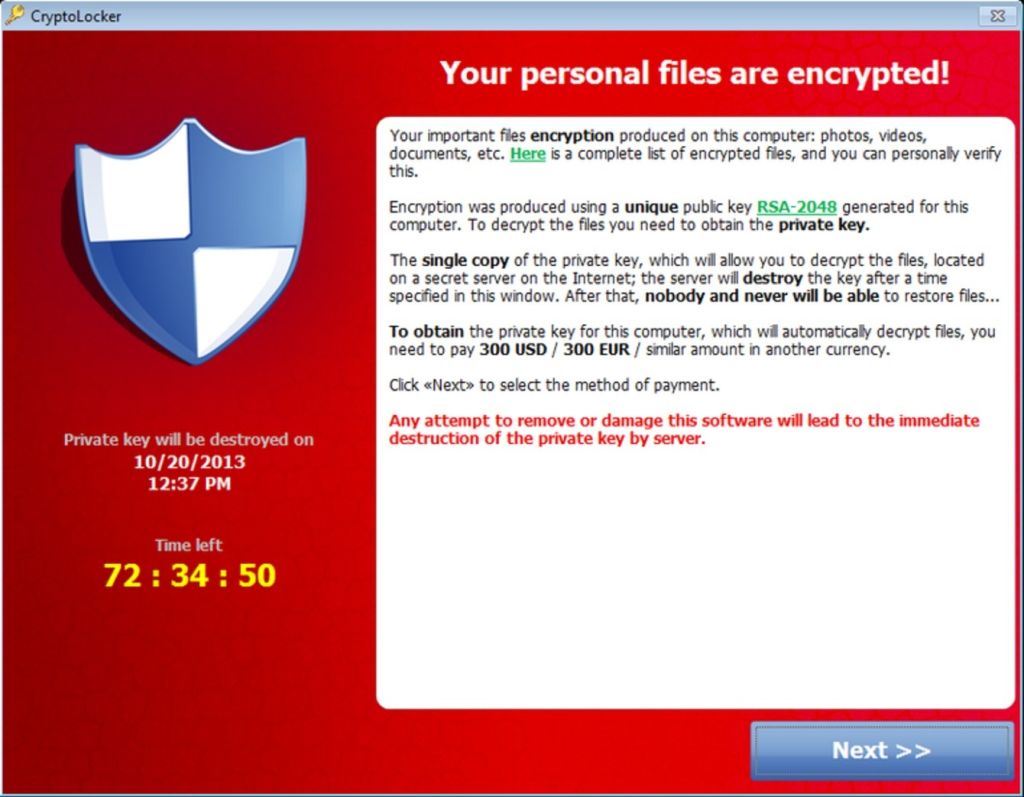 Le ransomware Cryptolocker : exemple en image