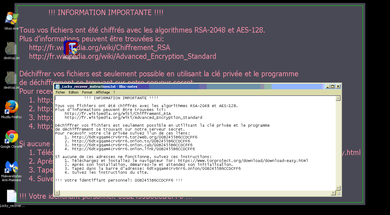 Locky Ransomware : exemple