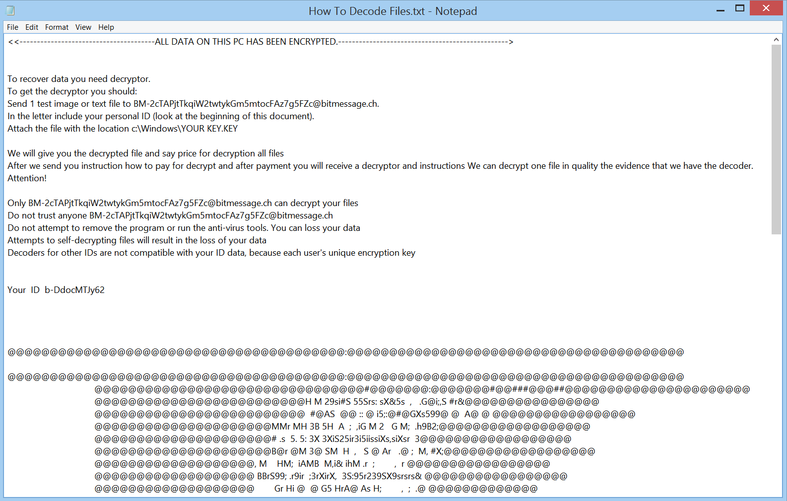 BtcKING Ransomware : exemple