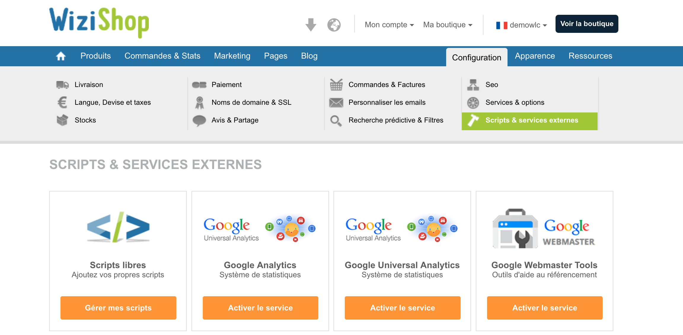 Plateforme ecommerce WiziShop