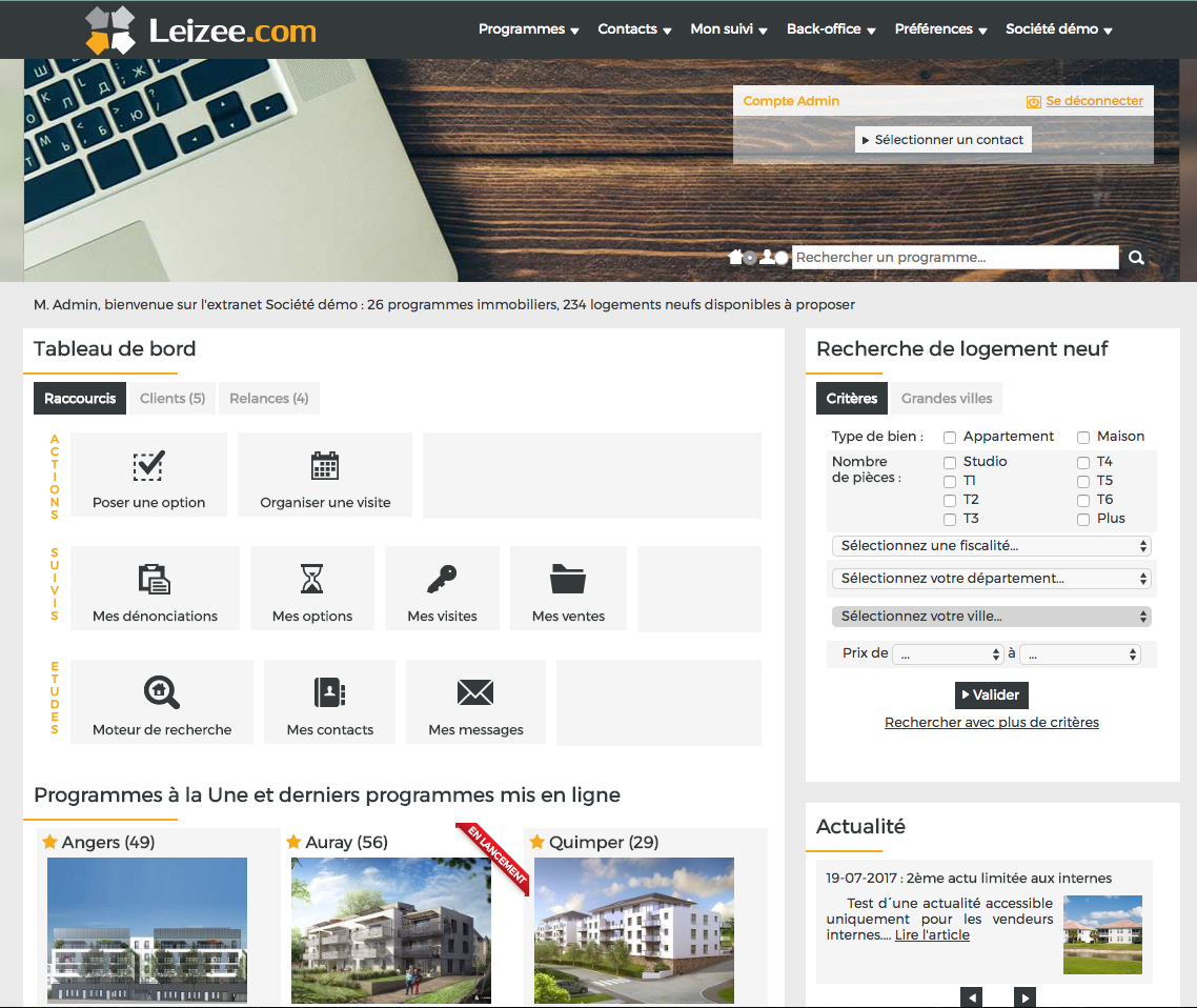 Leizee : extranet CRM pour promoteur immobilier