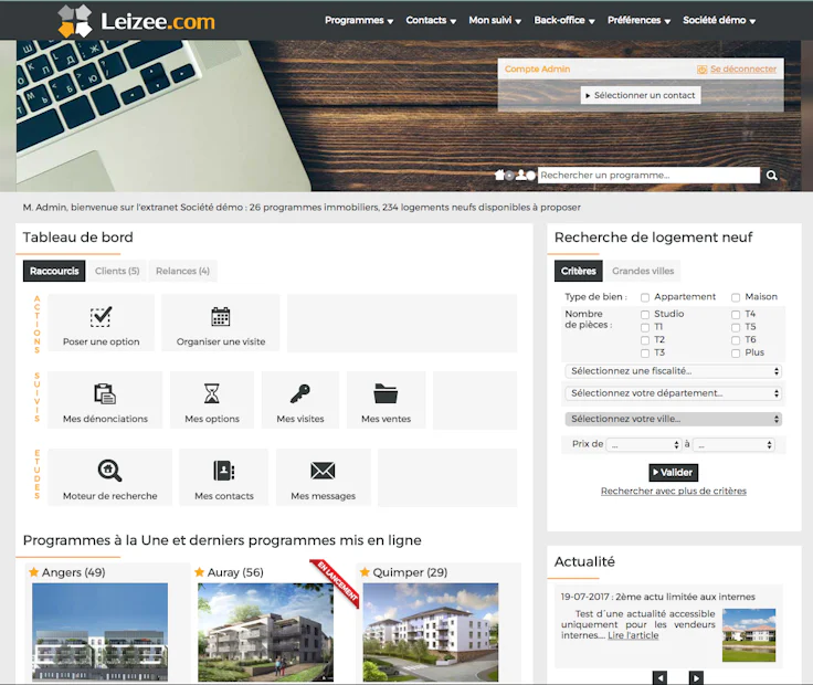 Leizee : extranet CRM pour promoteur immobilier