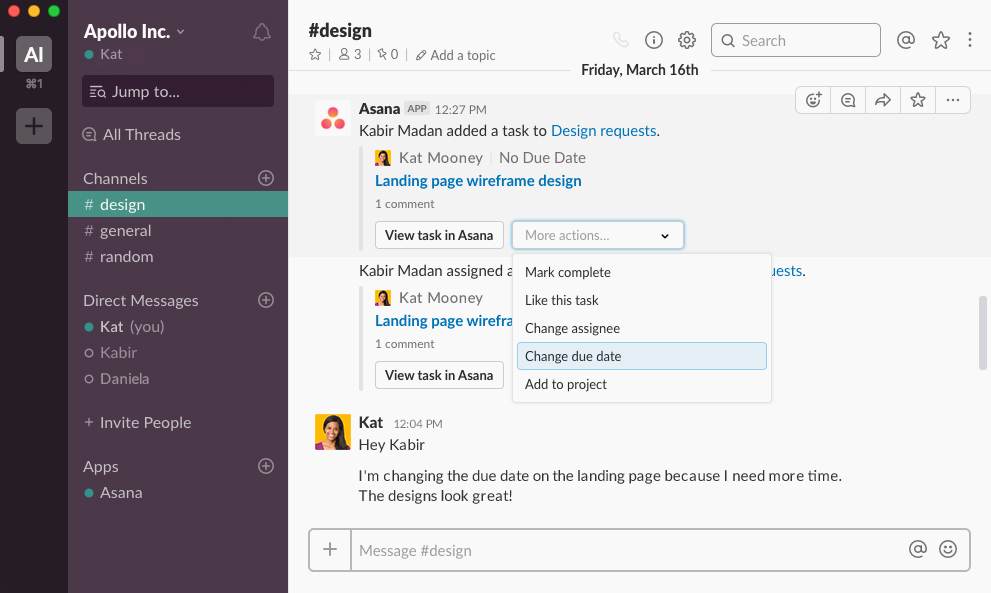 planifier un projet : asana et slack