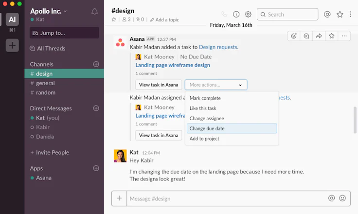 planifier un projet : asana et slack
