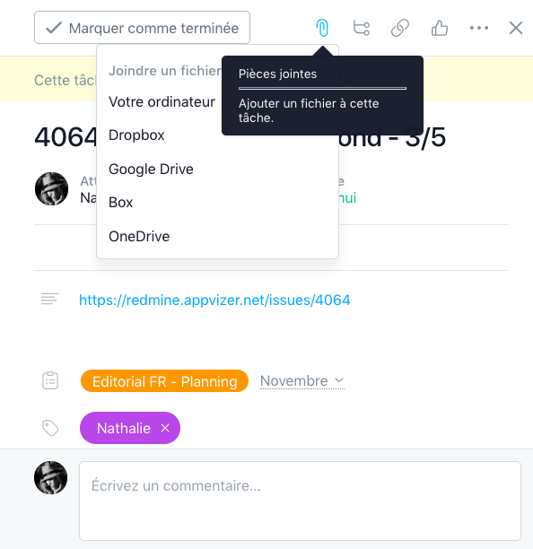 pièces jointes sur asana