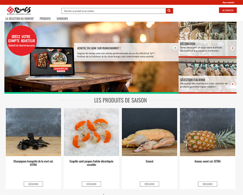 marketplace b2b marché Rungis réalisée avec Uppler