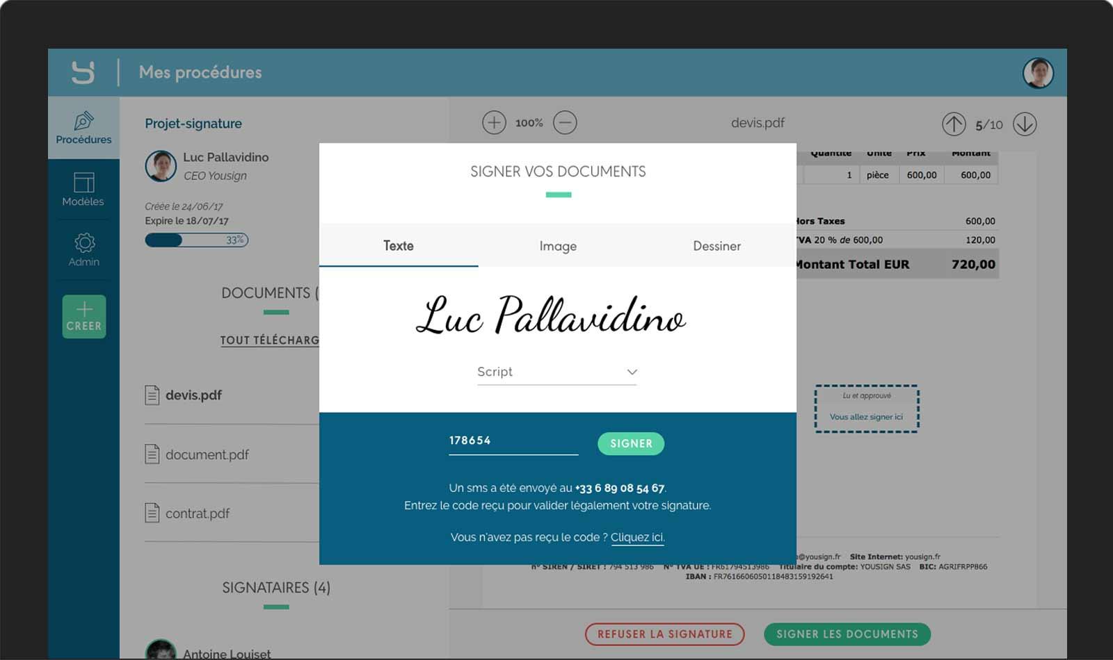 Certificat électronique signature électronique Yousign