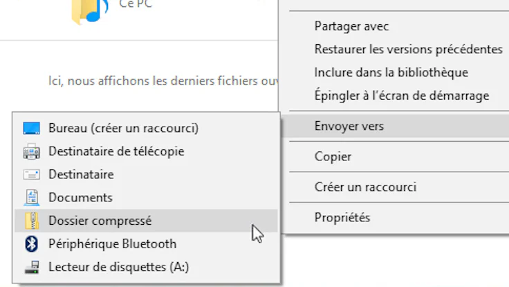 envoyer un dossier par mail : compresser un dossier avec windows