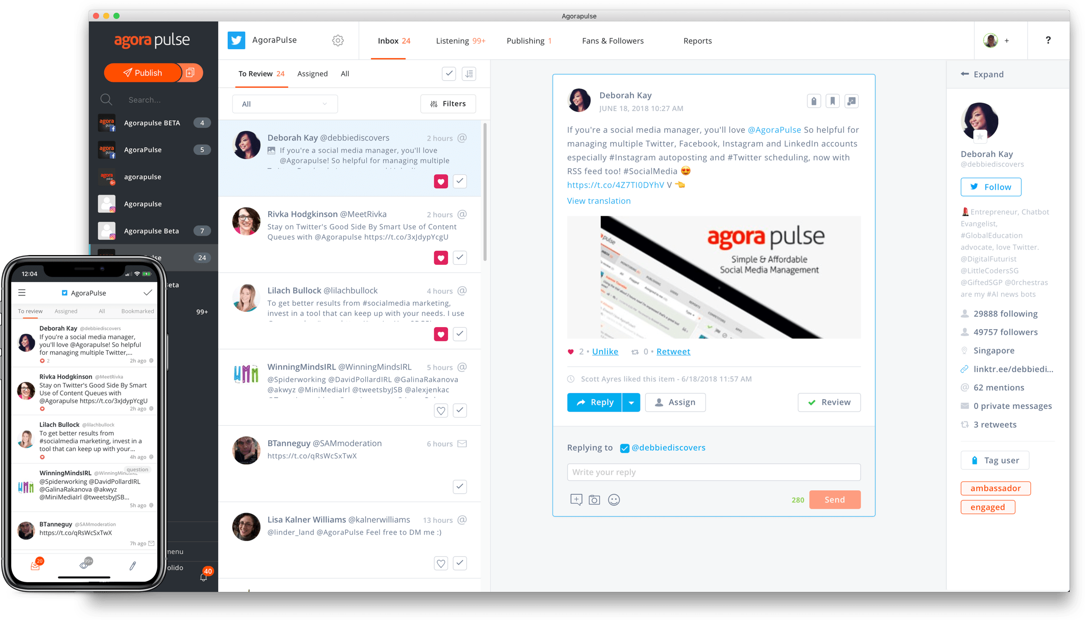 Interface © Agorapulse