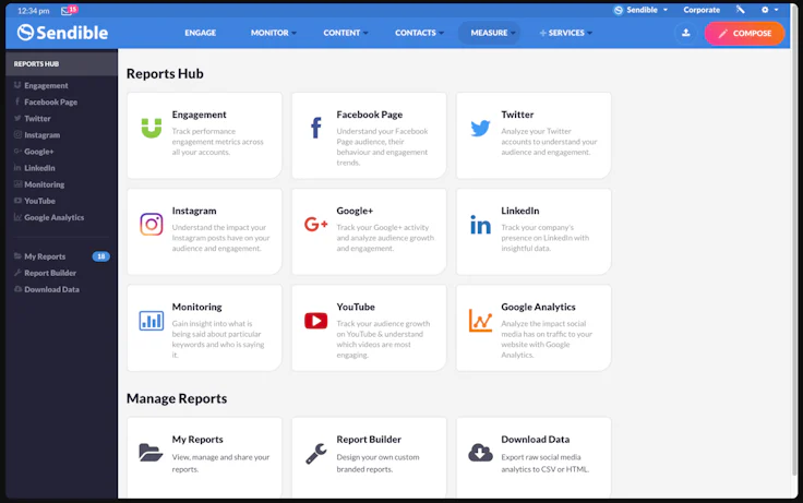 Interface © Sendible