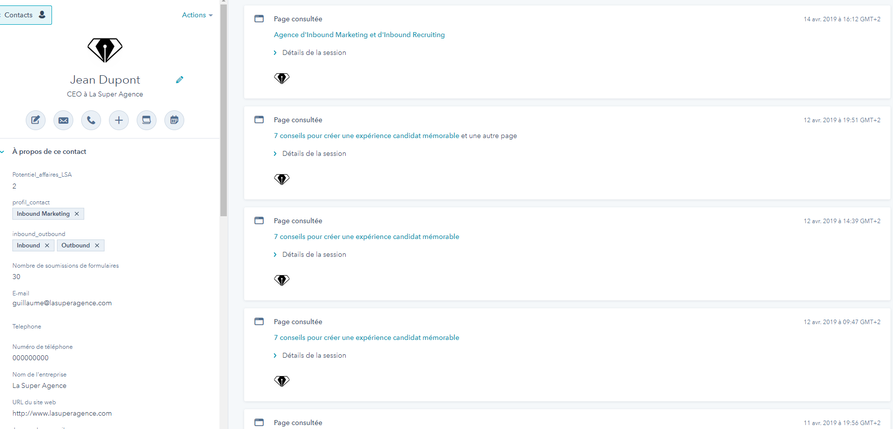 le tracking natif d'HubSpot CRM