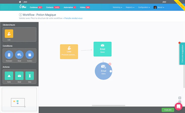 Scénarios et workflows dans Plezi