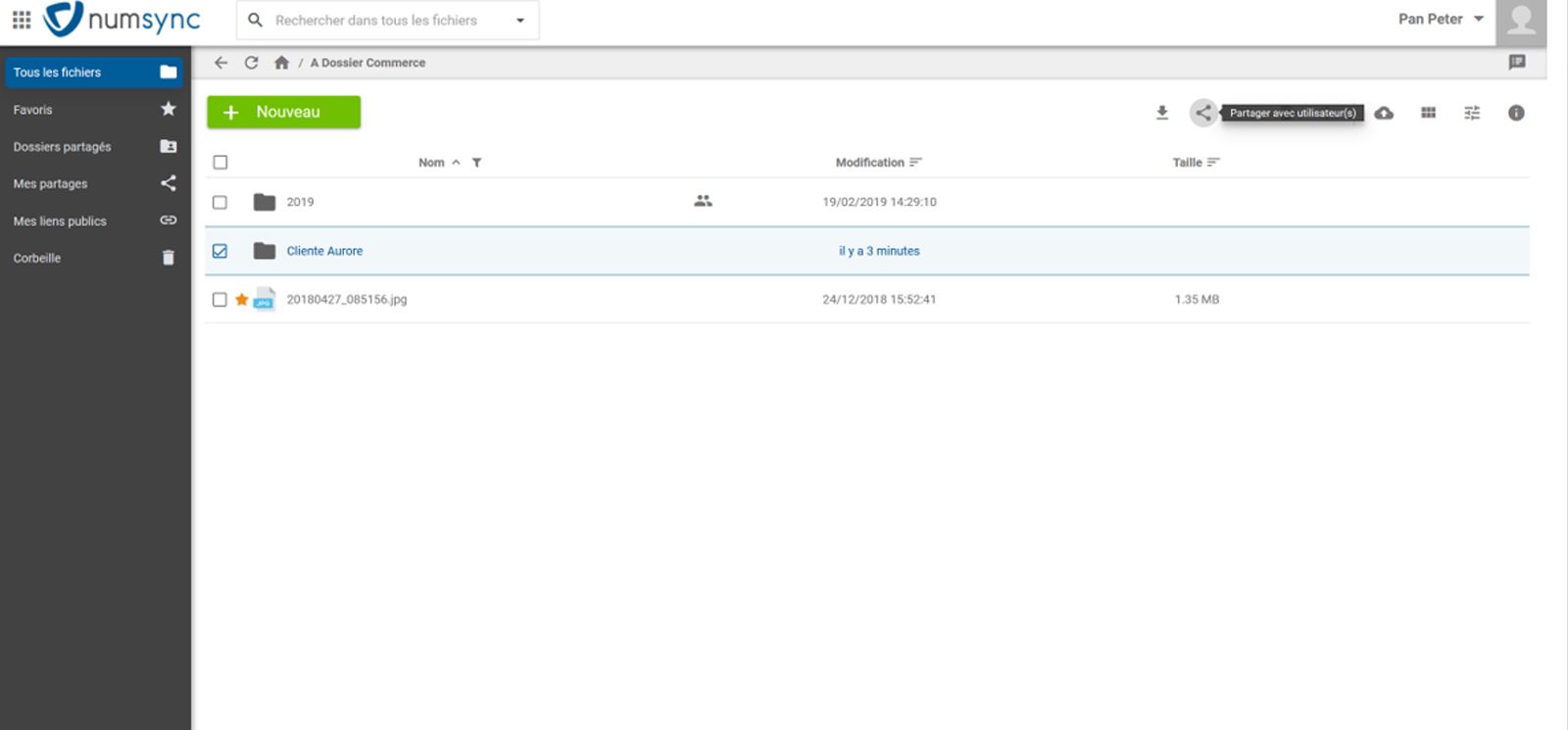 Numsync, partage de dossiers en interne