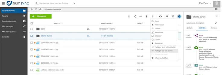 Numsync, partage via data-room