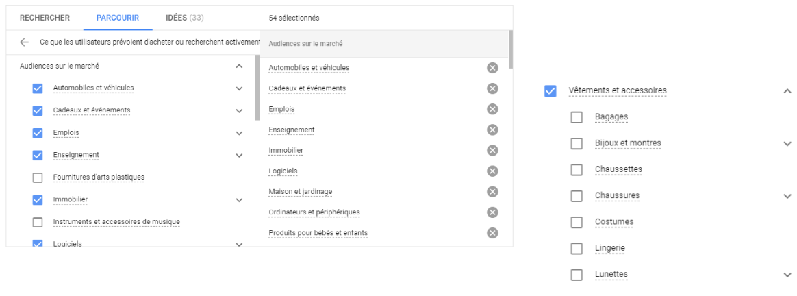 Exemple d'audience in-market