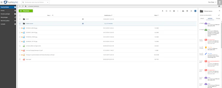 Numsync, suivi du partage de fichiers