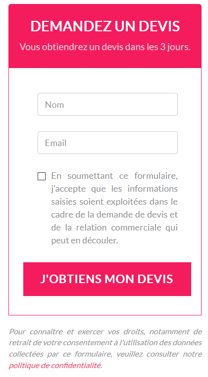 rgpd site internet : formulaire de contact rgpd exemple 2