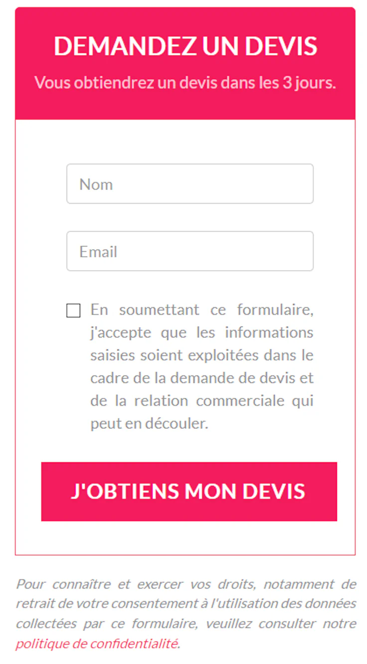 rgpd site internet : formulaire de contact rgpd exemple 2