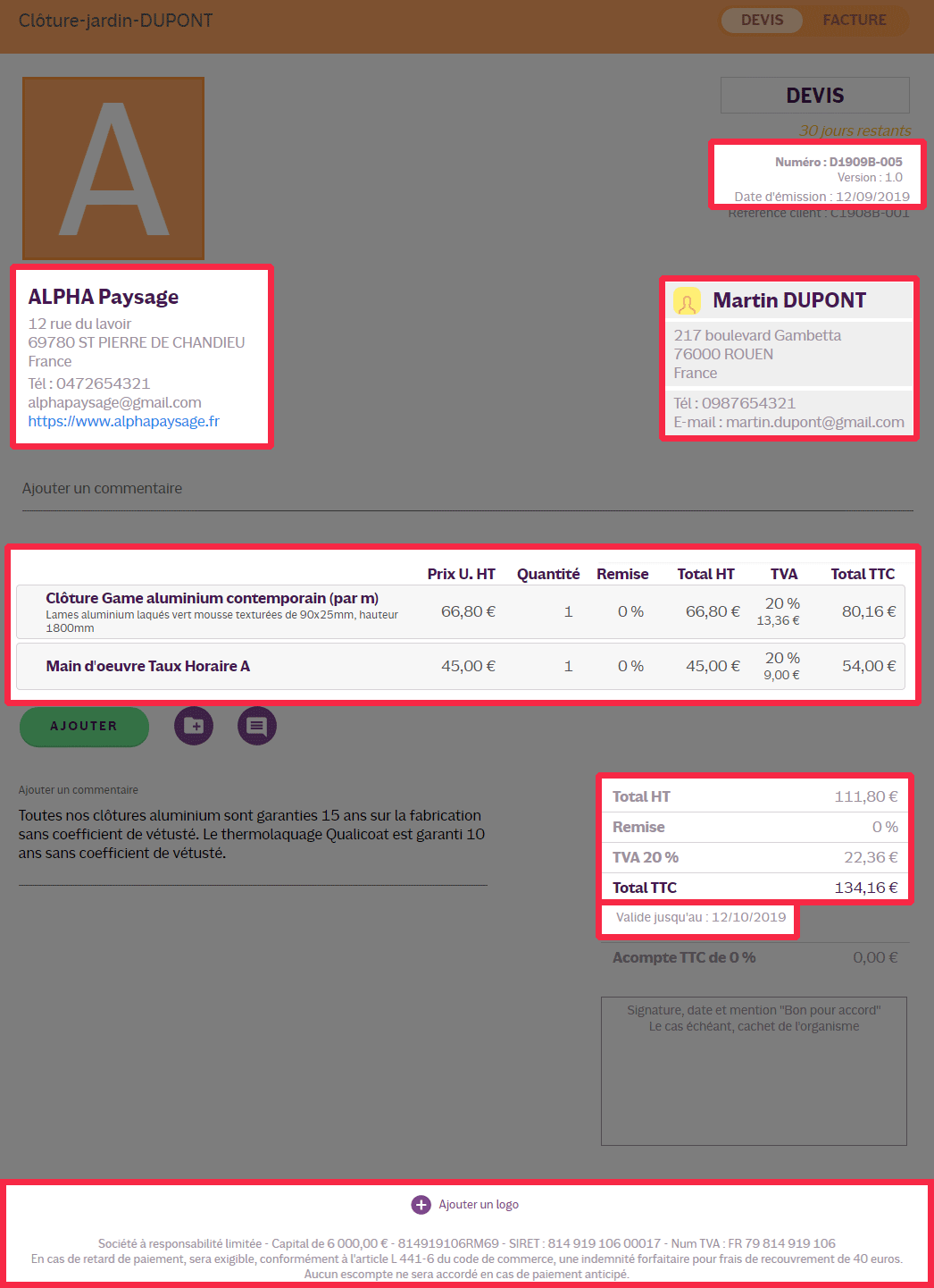 Tutoriel INFast : création devis