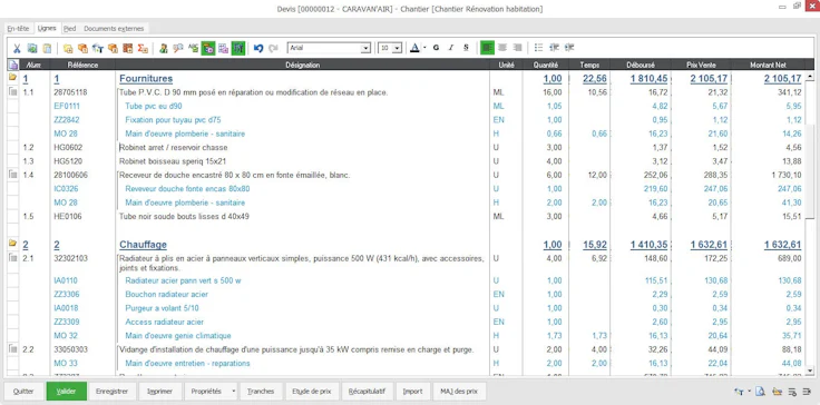 Logiciel gestion bâtiment : visuel Sage Batigest i7