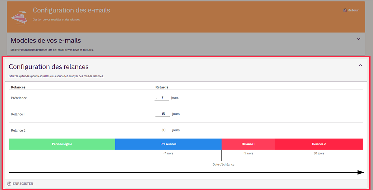 Tutoriel INFast : configuration des relances