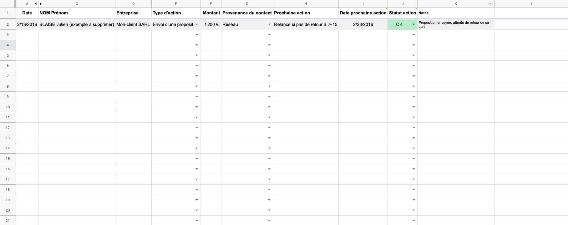 modele crm excel