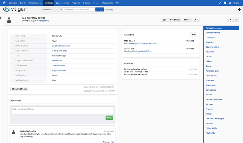 crm excel : visuel vtiger