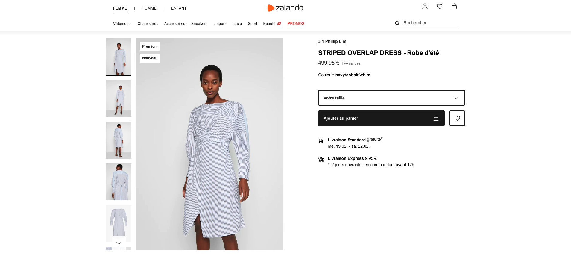 fiche produit design : exemple Zalando