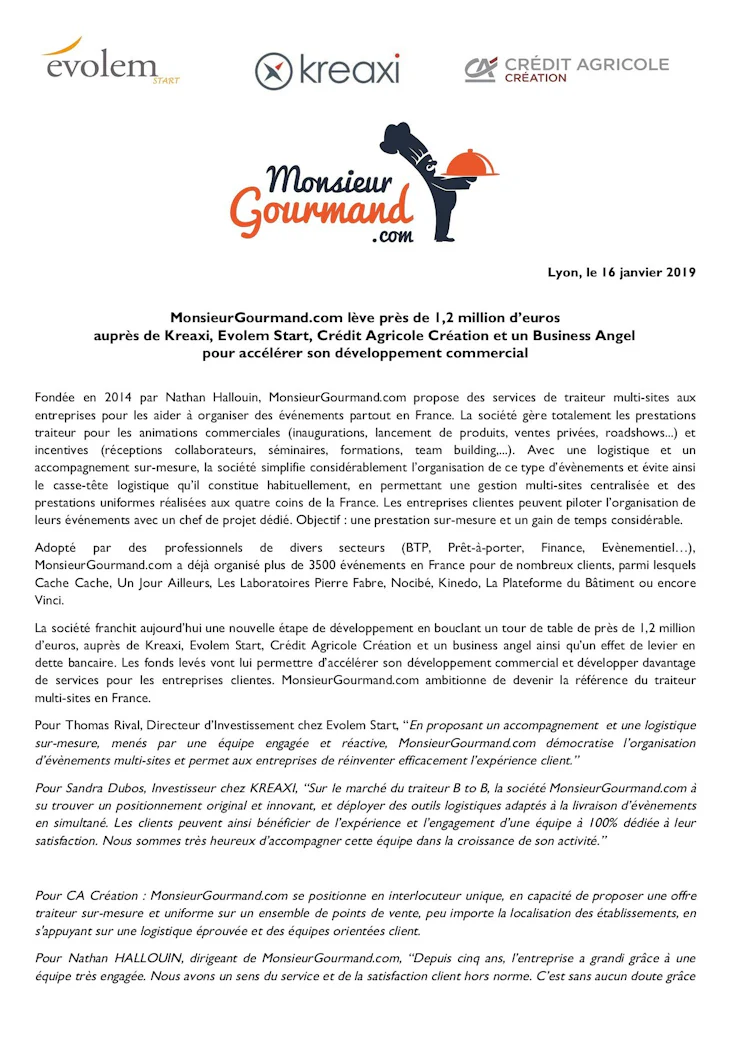 exemple communiqué de presse levée de fonds
