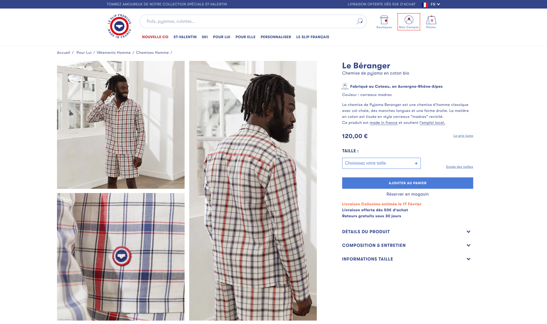 fiche produit Prestashop : exemple Le Slip Français