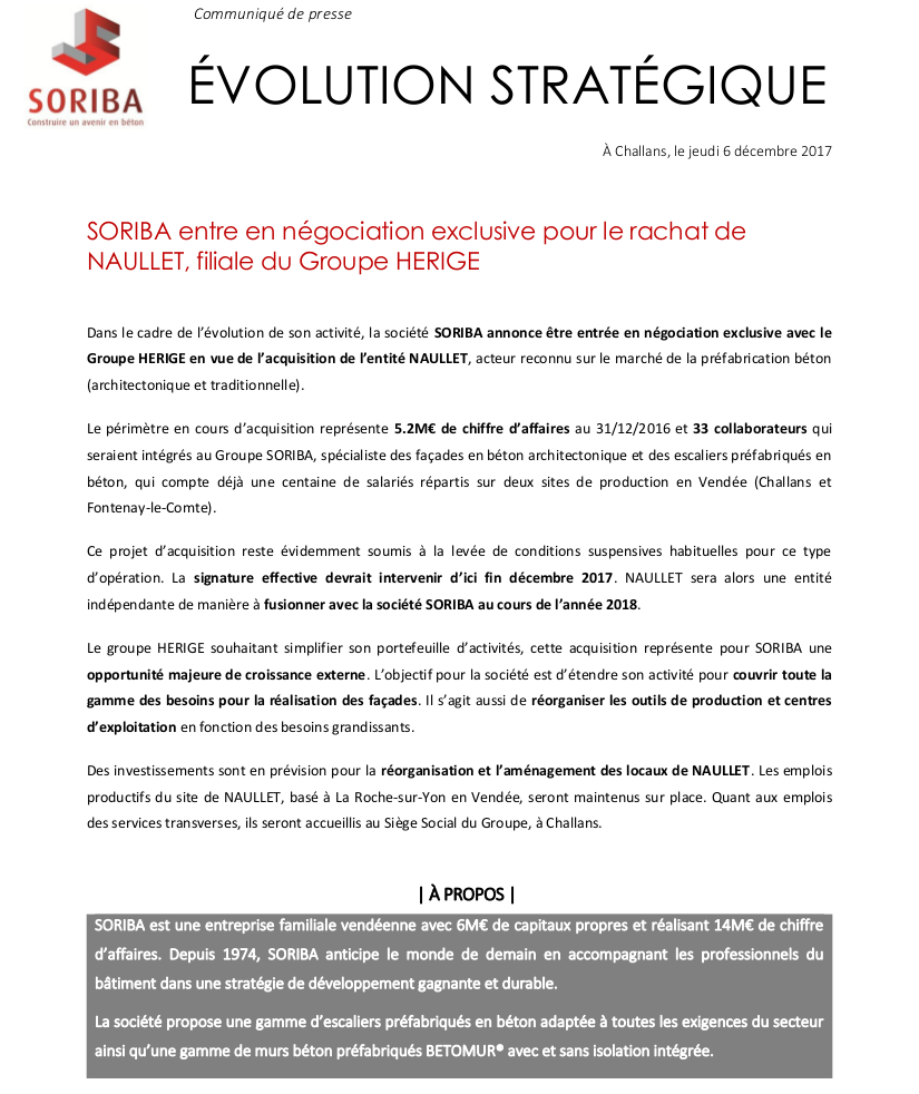 exemple communiqué de presse rachat