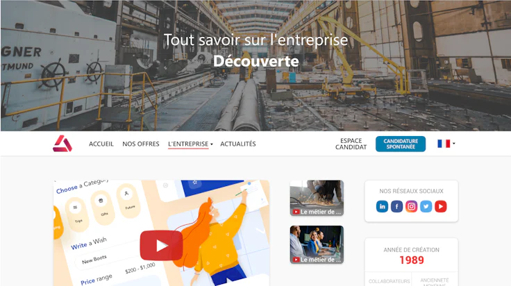 Exemple de site carrière réalisé en 10 min avec Softy