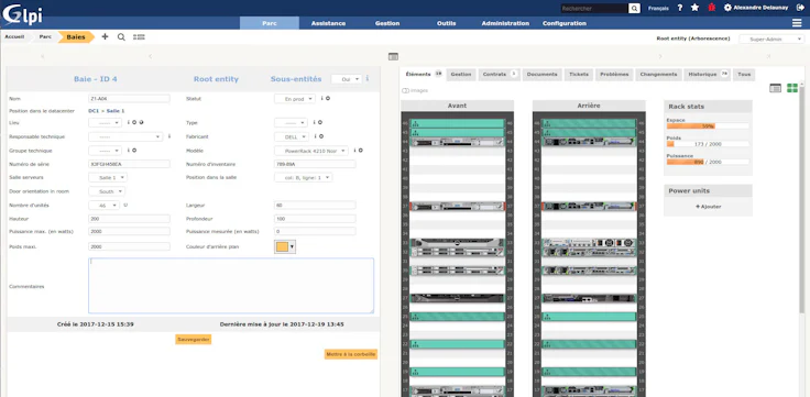 gestion de parc informatique : visuel GLPI