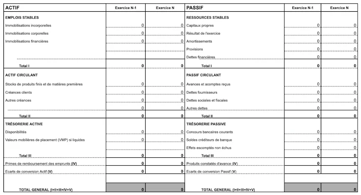 Bilan fonctionnel modèle Excel