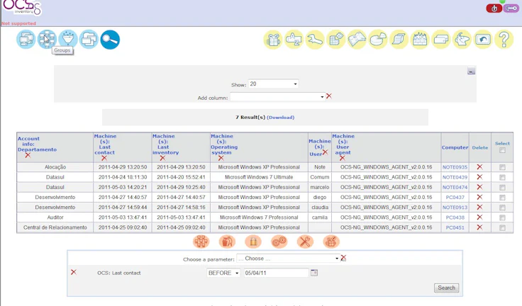gestion de parc informatique : visuel OCS Inventory